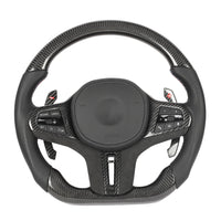 BMW Gxx CARBON FIBRE / LEATHER / FLAT BOTTOM CUSTOM STEERING WHEEL