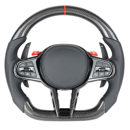 BMW Gxx LCI CARBON FIBRE / LEATHER FLAT BOTTOM CUSTOM STEERING WHEEL