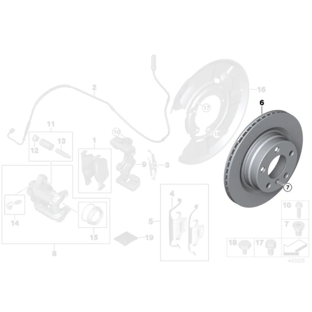 Genuine BMW OEM 330mm Rear Brake Discs/Rotors Pair For F30/F31/F34 3 Series & F32/F33/F36 4 Series