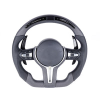 BMW FXX MATTE CARBON FIBRE & LEATHER LED FLAT BOTTOM CUSTOM STEERING WHEEL