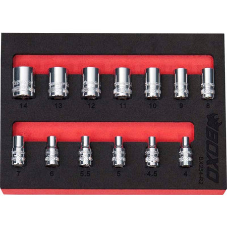 BOXO 13Pc 1/4" 12PT Socket Set (4mm to 14mm)