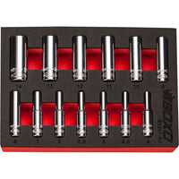 BOXO 13Pc 1/4" 6PT Deep Socket Set (4mm to 14mm)
