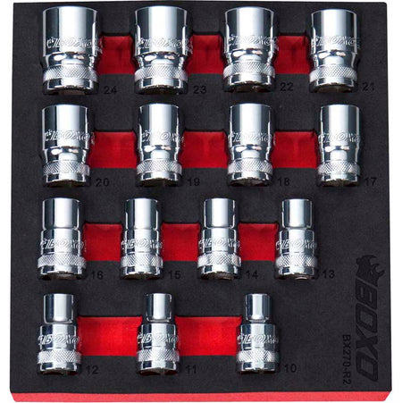 BOXO 15Pc 1/2" 12PT Socket Set (10mm to 24mm)