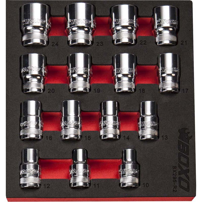 BOXO 15Pc 1/2" 6PT Socket Set (10mm to 24mm)