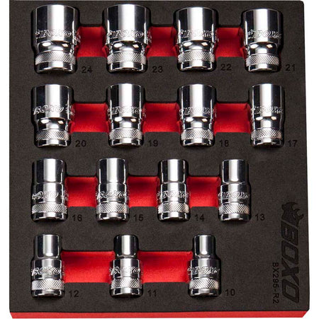 BOXO 15Pc 1/2" 6PT Socket Set (10mm to 24mm)