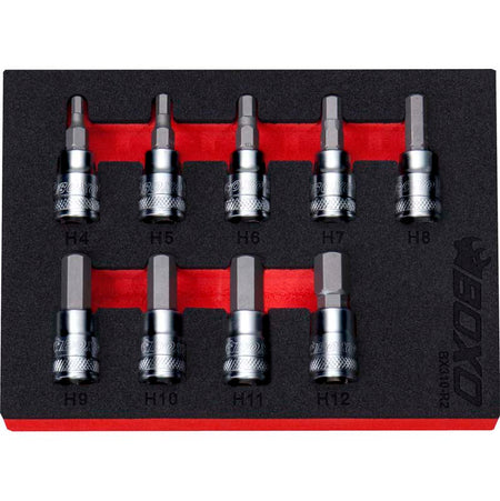 BOXO 9Pc 3/8" Hex Bit Socket Set