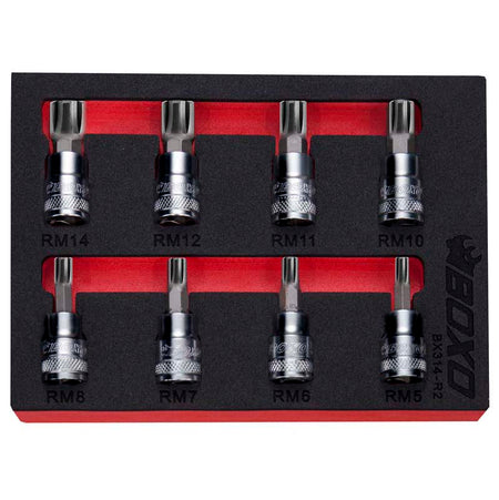 BOXO 8Pc 3/8" Ribe Bit Socket Set