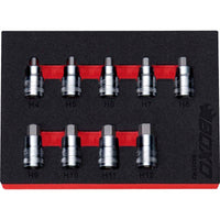BOXO 9Pc 3/8" Super Stubby Hex Bit Socket Set