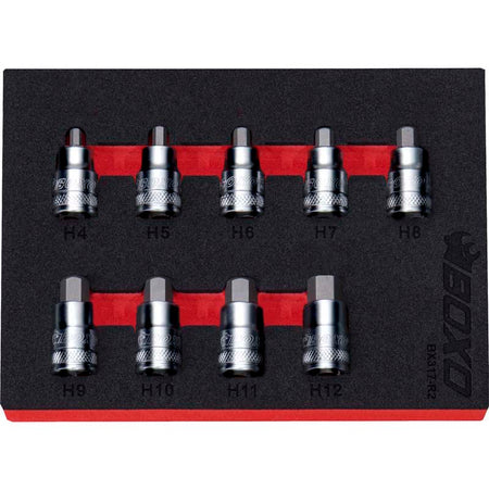 BOXO 9Pc 3/8" Super Stubby Hex Bit Socket Set