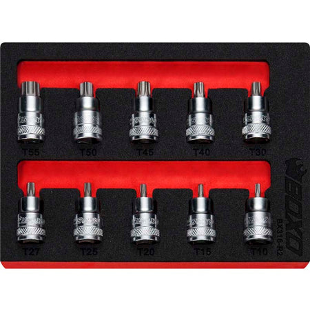 BOXO 10Pc 3/8" Super Stubby Torx Bit Socket Set