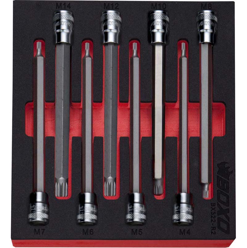 BOXO 8Pc 3/8" Long Spline Socket Set