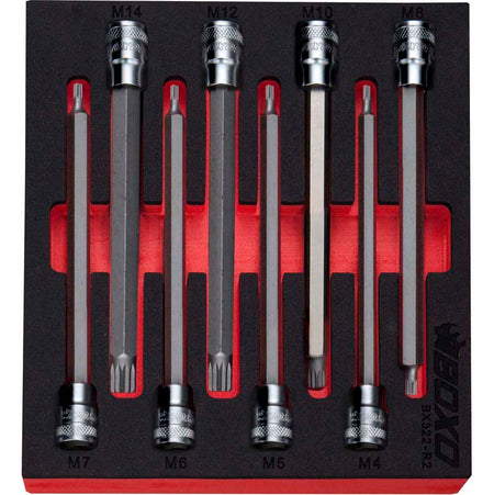 BOXO 8Pc 3/8" Long Spline Socket Set