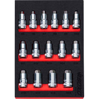 BOXO 15Pc 1/2" Super Stubby Hex Bit Socket Set
