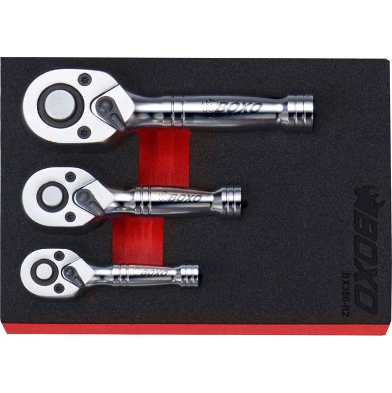 BOXO 3Pc Stubby Ratchet Set