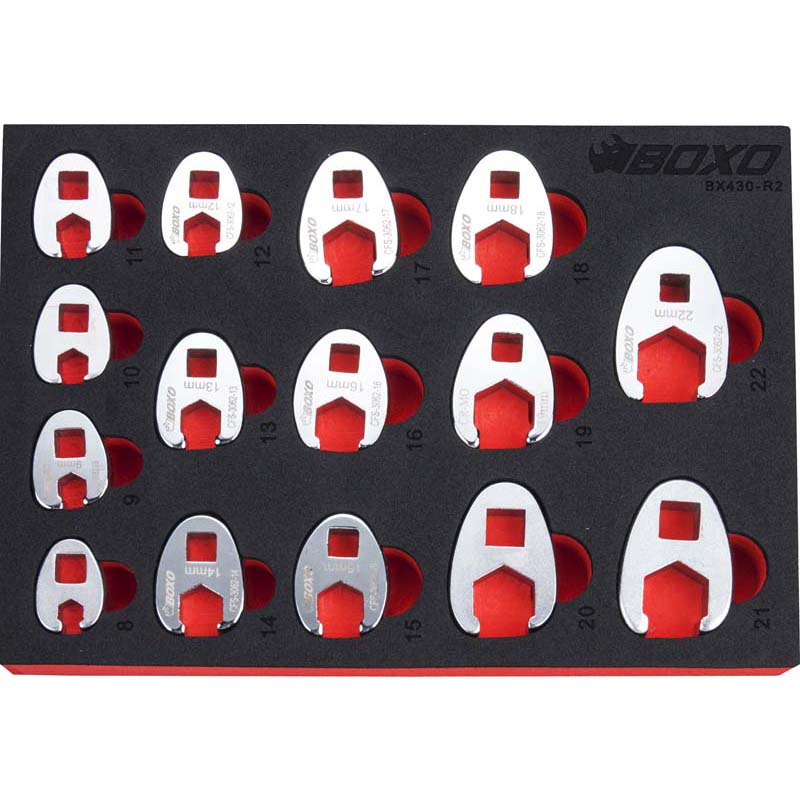 BOXO 12Pc 3/8" 6PT Crow Foot Wrench Set