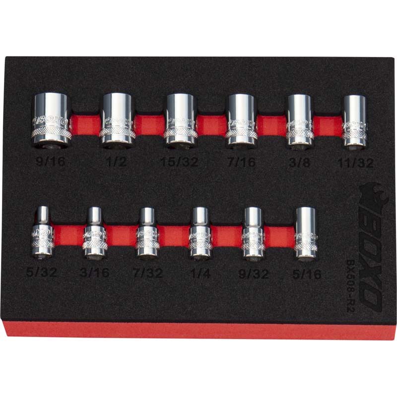 BOXO 12Pc 1/4" Imperial 12PT Socket Set