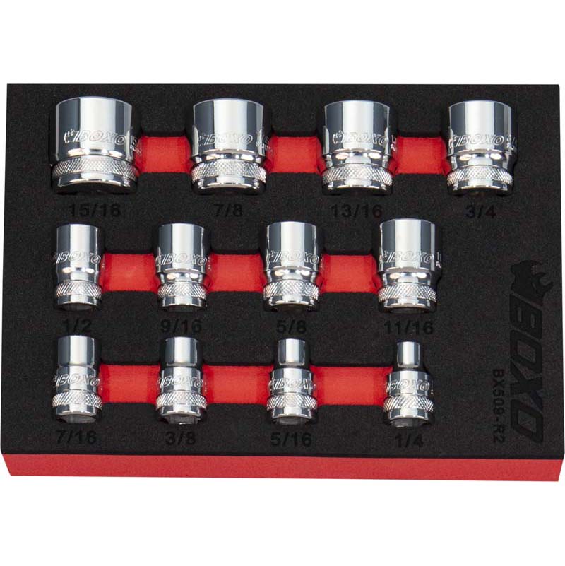 BOXO 12Pc 3/8" Imperial 12PT Socket Set