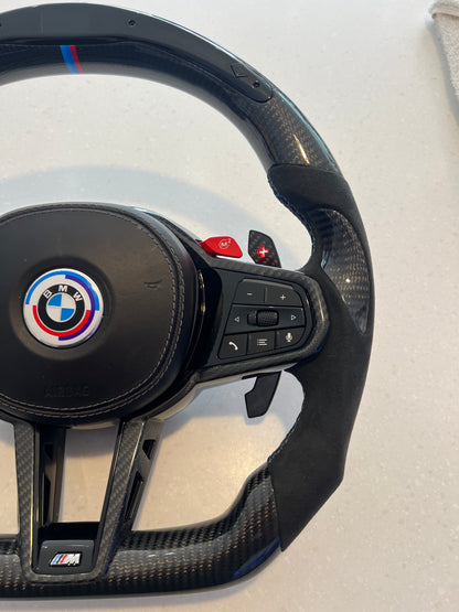 (BMW Custom carbon wheel with LED LCI Steering Wheel For BMW G14 G15 G16 F90 F92 F93 840i 840d M850i M8