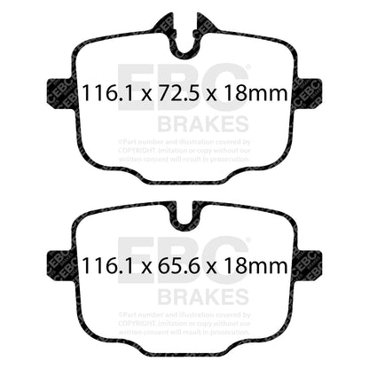 EBC Yellowstuff Rear Brake Pads DP42089R for BMW G80/G81 M3, G82/G83 M4 & G87 M2 & more