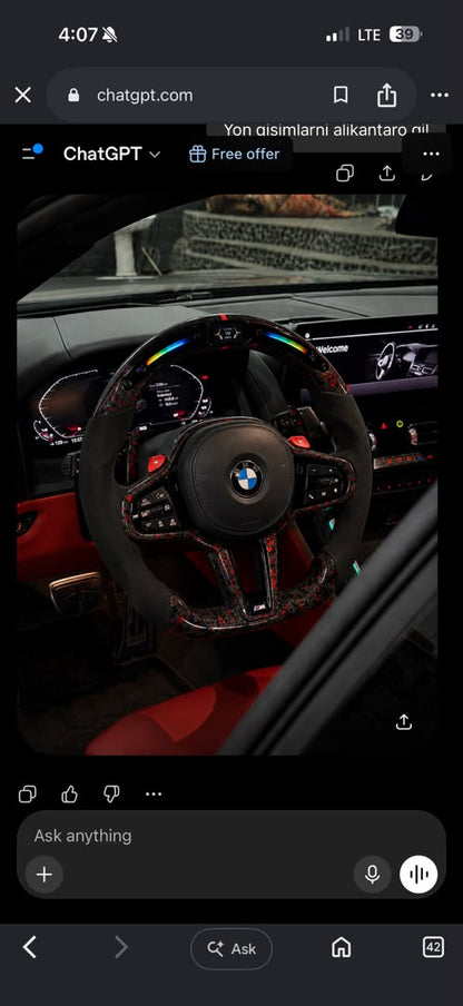 BMW Custom LCI Steering Wheel For BMW G14 G15 G16 F90 F92 F93 840i 840d M850i M8 Red Forged