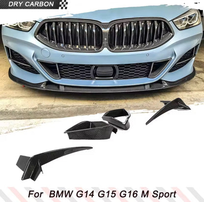 BMW Carbon front bumper canard trims 4 pieces G14 G15 G16 840d 840i M850i 8 series pre LCI