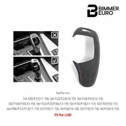 ALCANTARA INTERIOR GEAR SHIFTER COVER TRIM W/ STITCHING FOR F20 / F21 / F22 BMW 2 SERIES