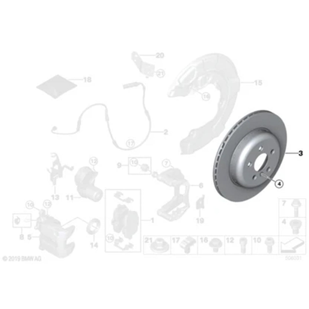 Genuine BMW OEM 345mm Rear Brake Discs/Rotors Pair For G42, G20, G05, G06 & G07 Vehicles