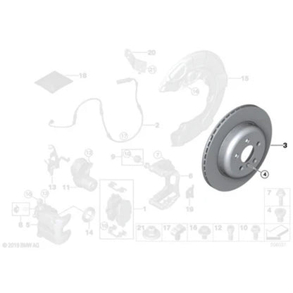 Genuine BMW OEM 345mm Rear Brake Discs/Rotors Pair For G42, G20, G05, G06 & G07 Vehicles