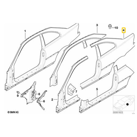 Genuine BMW E46 M3 OEM Rear Quarter Panel (Right Side) 41217890690