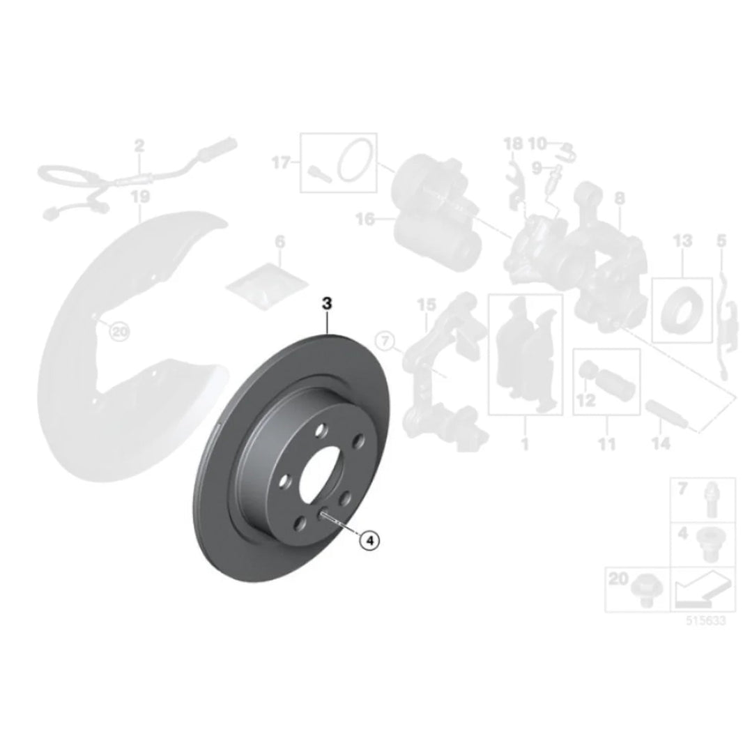 Genuine BMW OEM Rear Brake Discs/Rotors Pair For F40 M135i & F44 M235i