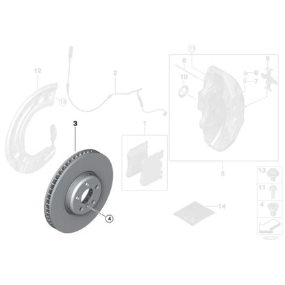 Genuine BMW OEM 374mm Front Brake Discs/Rotors Pair For G20 M340i, G22 M440i, G42 M240i & G29 Z4 Roadster