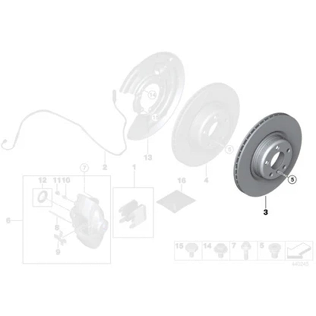 Genuine BMW OEM 345mm Rear Brake Discs/Rotors Pair For F30/F31/F34 3 Series & F32/F33/F36 4 Series