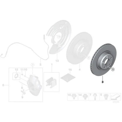 Genuine BMW OEM 345mm Rear Brake Discs/Rotors Pair For F30/F31/F34 3 Series & F32/F33/F36 4 Series