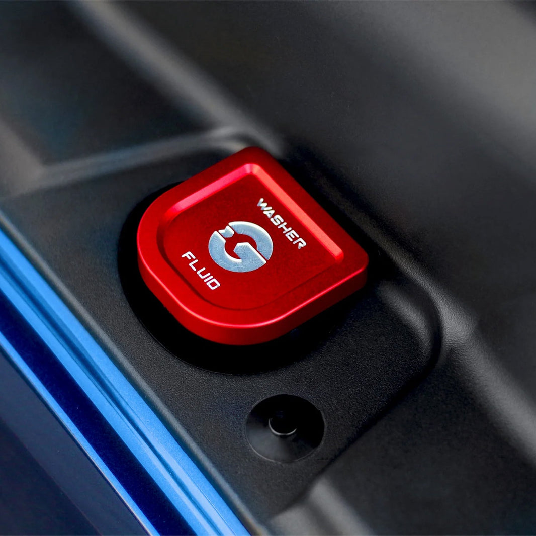 GoldenWrench Toyota GR Supra BLACKLINE Performance Washer Fluid Cap In Red (A90 2020+)