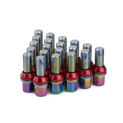 20PCS Steel Taper Cone Seat Wheel Lug Bolts Length 38mm M14*1.25 M14*1.5 thread bolts&sleeve+type dowel pin for Audi BMW VW
