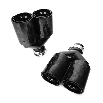 M Performance Style Forged Carbon Fiber Quad Exhaust Tips for F22 / F30 / F32 63MM Inlet