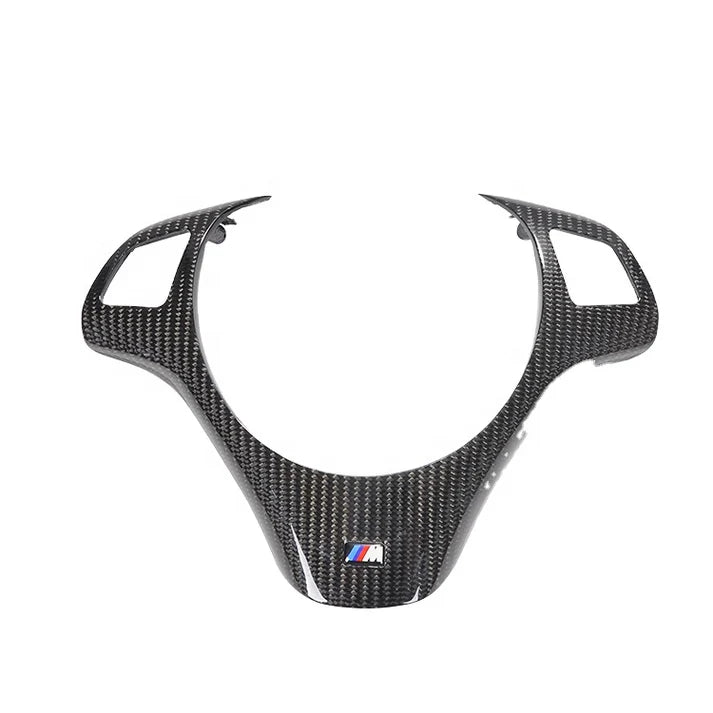 Real Carbon Fiber Steering Wheel Cover Trim for E90 / E92 / E93 BMW M3 3 Series w/ M Sport Steering Wheel