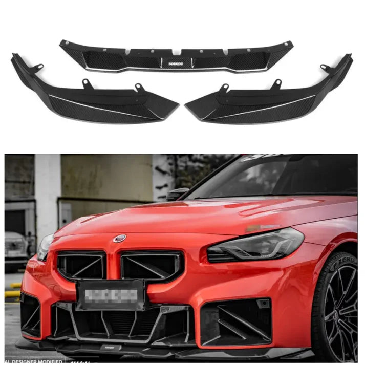 SQB Style Dry Carbon Fiber Front Lip For G87 BMW M2 Coupe 2023+