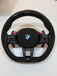 Aftermarket Alcantara with led screen steering wheel fits any BMW with any button configuration, with or without heating and driver assist. BMW LCI CS 840d 840i M850i G14 G15 G16 M5 M8 F90 F91 F92 F93