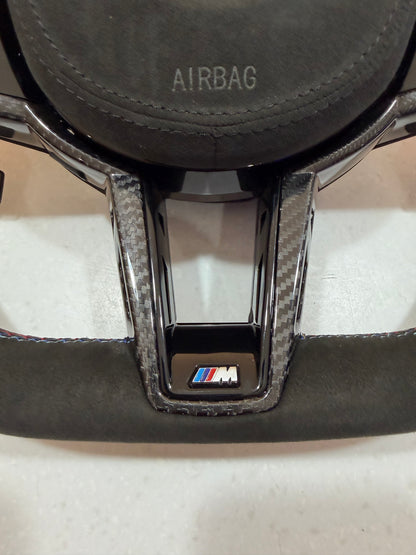 Aftermarket Alcantara with led screen steering wheel fits any BMW with any button configuration, with or without heating and driver assist. BMW LCI CS 840d 840i M850i G14 G15 G16 M5 M8 F90 F91 F92 F93
