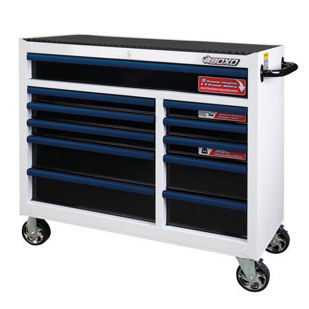 BOXO 41" 11 Drawer Roll Cabinet with Drawer Trim Pack - White Body & Trim Colour Options