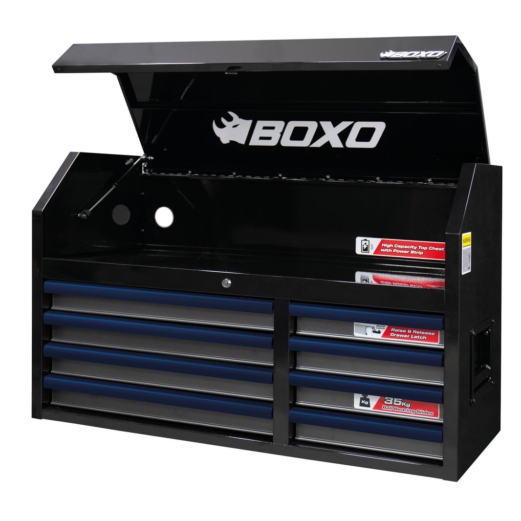 BOXO 41" 8 Drawer Top Box with Drawer Trim Pack - Black Body & Trim Colour Options