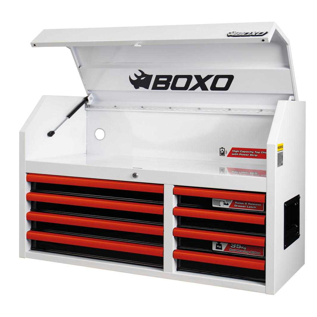 BOXO 41" 8 Drawer Top Box with Drawer Trim Pack - White Body & Trim Colour Options