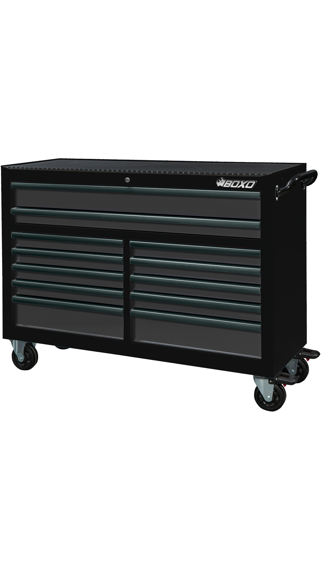 BOXO 53" 12 Drawer Roll Cabinet with Drawer Trim Pack - Black Body with Trim Colour Options