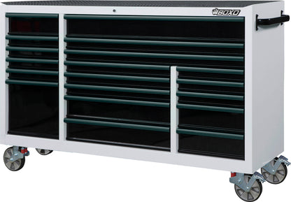 BOXO 72" 19 Drawer Triple Bank Roll Cabinet with Drawer Trim Pack - White Body & Trim Colour Options