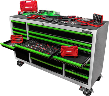 BOXO 72" 19 Drawer Triple Bank Roll Cabinet with Drawer Trim Pack - White Body & Trim Colour Options