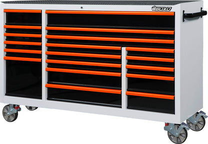 BOXO 72" 19 Drawer Triple Bank Roll Cabinet with Drawer Trim Pack - White Body & Trim Colour Options