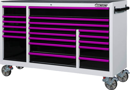 BOXO 72" 19 Drawer Triple Bank Roll Cabinet with Drawer Trim Pack - White Body & Trim Colour Options