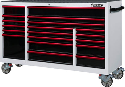 BOXO 72" 19 Drawer Triple Bank Roll Cabinet with Drawer Trim Pack - White Body & Trim Colour Options