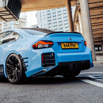 MHC+ BMW M2 G87 Performance Style Rear Rear Bumper Inserts In Pre Preg Gloss Carbon Fibre (G87)